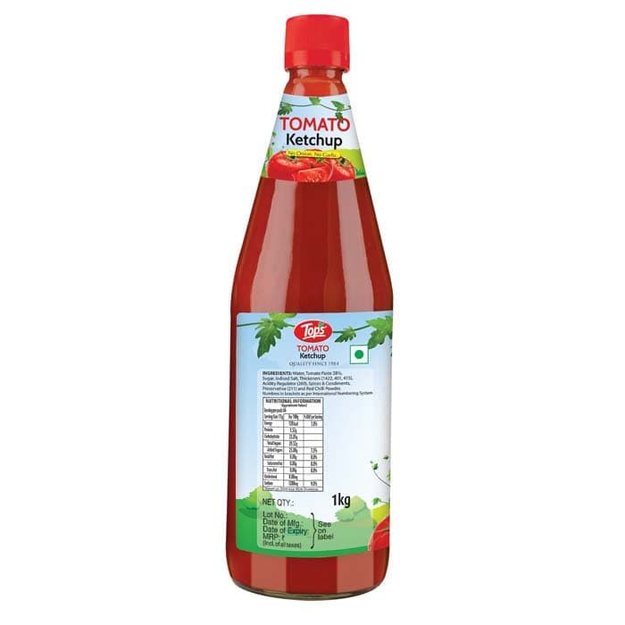 TOPS Tomato Ketchup No Onion No Garlic - 1 Kg Glass Bottle | Made with the goodness of juicy hand-picked Tomatoes | No Added Colour & Flavour — image 7