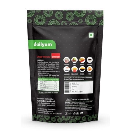Dailyum | No Onion No Garlic | Crazy Tomato Flavour Dust 70 Gram | Cheese Flavour Dust 70 Gram | Peri Peri Flavour Dust 70 Gram — image 2