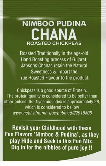 Jabsons Roasted Chana Nimboo Pudina Flavour - 150gm With No Onion & Garlic | Desi Roasted Namkeen Snacks| Gluten-Free Crunchy Protein Snack | Nimbu Pudina Bhuna Chana - Ready to Eat — image 4