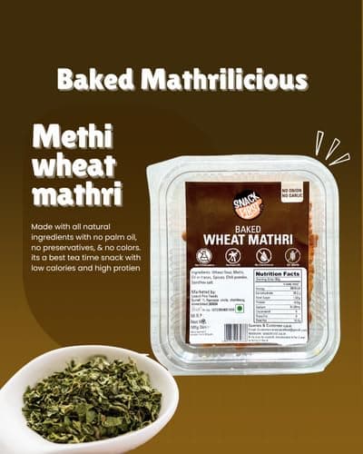 Snack First Baked Methi Mathri/Puri, No Maida, No Preservative, No Palm Oil, Thin Cruchy Crispy Snacks, Pack of 1, 200g — image 4