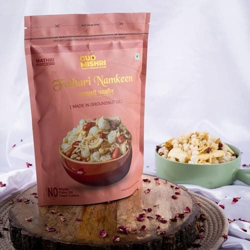 Gud Mishri Falahari Namkeen 380 Gm | Navratri Special Vrat Snack Mix | Healthy Upwas & Fasting Namkeen | Made with Groundnut Oil | No Onion, No Garlic, No Palm Oil | Crispy Khatta Meetha Farali Mixture — image 3