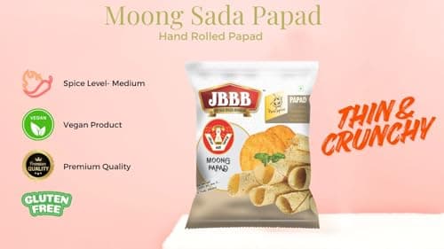 JBBB Moong Papad Plain 400g Pack | Homemade Crispy Tasty Moong Daal Papad with Traditional Indian Spices | Crispy Indian Snacks Easy Digestive Rajasthani Snack for Lunch, Dinner & Daily Eating — image 5