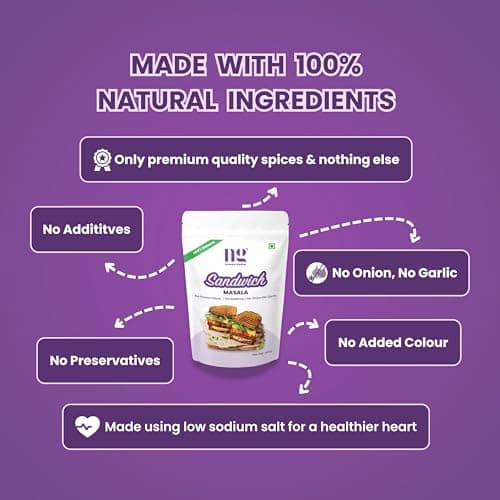 N.G Masala Dabba Sandwich Masala Powder | Tangy and Flavorful Snack Seasoning | No Onion No Garlic | No Preservatives or Additives | Ideal for for Sandwiches and Snacks (100g Pack) — image 4