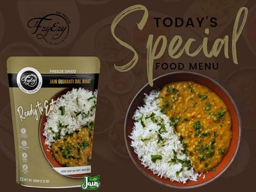 FzyEzy Freeze-Dried Jain Gujarati Dal Bhat | Authentic Jain Gujarati Culinary Experience | Traditional Satvik Ready-to-Eat Indian Meal | Gluten-Free & Preservative-Free | Nourishing, Quick-Prep Comfort Cuisine | 60g Pack — image 4