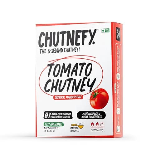 Chutnefy Tomato Chutney | 75g Freeze-Dried Instant Dry Mix | Just Add Water to make 10 servings (300g) | 0% Preservatives or Additives