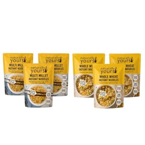 Naturally Yours Instant Noodles Combo | Khapli Whole Wheat & Multi Millet Variety Pack | Maida Free, High Protein & Fiber | Steam Dried, Non Fried | No Onion No Garlic, Jain Friendly | 175g x 6 Pack
