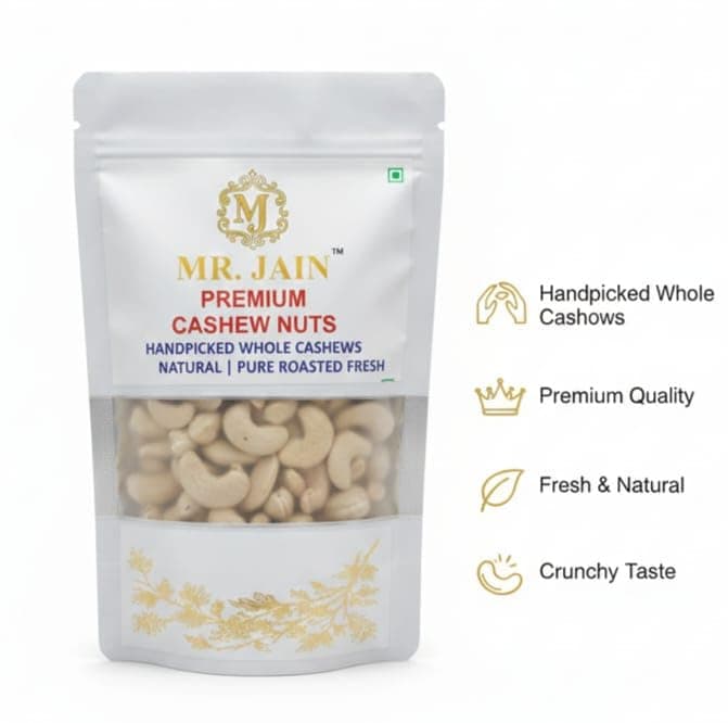 Mr. Jain Premium Cashew Nuts, Handpicked Whole Cashews, Natural Pure Roasted Fresh, Crunchy Taste (500) — image 2