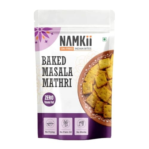 NAMKII Baked Methi Masala Mathri | Baked Not Fried, No Maida, No Palm Oil | Zero Trans Fat, Low Saturated Fat | Healthy Snacks, Mathri, Namkeen | Perfect for tea-time snacking, mid-night cravings, or tiffins | 175 g (Pack of 2) — image 7