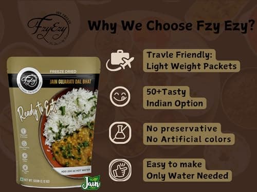 FzyEzy Freeze-Dried Jain Gujarati Dal Bhat | Authentic Jain Gujarati Culinary Experience | Traditional Satvik Ready-to-Eat Indian Meal | Gluten-Free & Preservative-Free | Nourishing, Quick-Prep Comfort Cuisine | 60g Pack — image 7