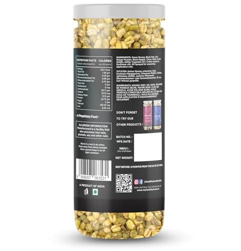 Healthy Treat Roasted Solid Moong 300 gm (Pack of 2-150 gm each) | Spicy Masala Moong | Healthy Roasted Snacks | Protein Rich Snack | Roasted Oil-Free Namkeen | Gluten Free — image 4