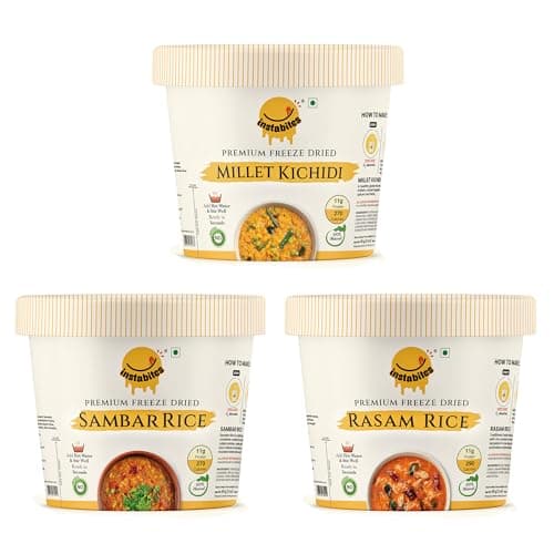 Instabites Ready To Eat Combo of Millet Kichidi, Sambar Rice, Rasam Rice No Added Preservatives and Ready to Eat in Minutes - Pack of 3