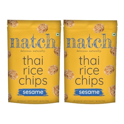 Natch Thai Sticky Rice Chips, Gluten Free, Vegan, Party Family Pack, All Natural Crunchy Crackers (Sesame) 100 Gm — image 7