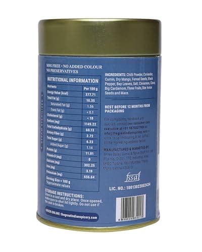 The Great Indian Spicery | Pav Bhaji Masala - 100gm Tin | Steam Sterilisation, Farm Fresh, Authentic Blend of 14 Spices, Non-Adulterated, No Added Color & Preservative | Deep & Aromatic Home Cooking — image 7