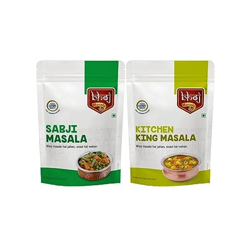 Bhoj Masale Sabji And Kitchen King Powder Combo Pack 200GM Each | Aromatic Spice for Flavorful Indian Cooking | For Flavorful Cooking | No Artificial Flavor Added. No Colour, No Preservatives, No Onion & No Garlic ( Jain Masala)
