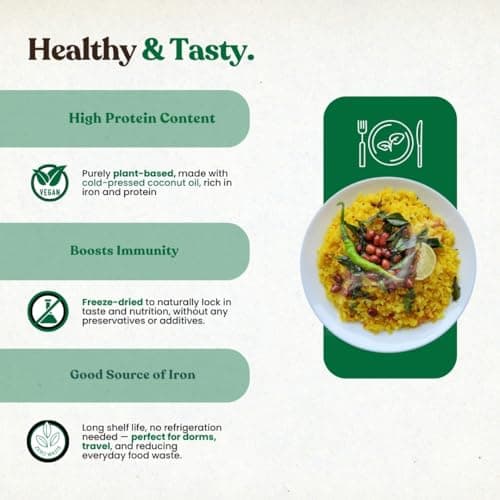 Instabites Ready to Eat Vegan Poha 75g – Light & Healthy Indian Breakfast – No Added Preservatives and Ready to Eat in Minutes - Pack 3 — image 5