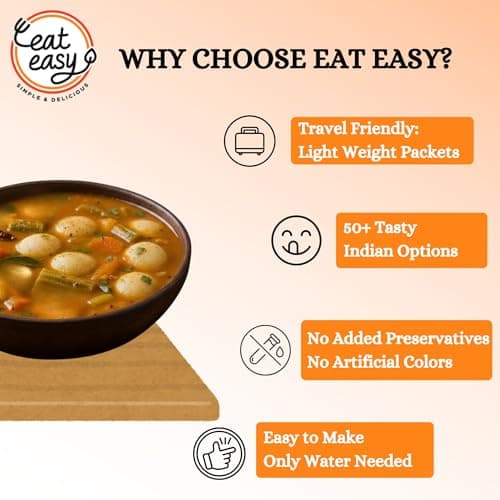 Eat Easy Instant Idli Sambar- 80gm (Pack of 2) | Freeze Dried South Indian Meal | Made with Rice Idli, Urad Dal & Authentic Sambar | Just Add Hot Water — image 5