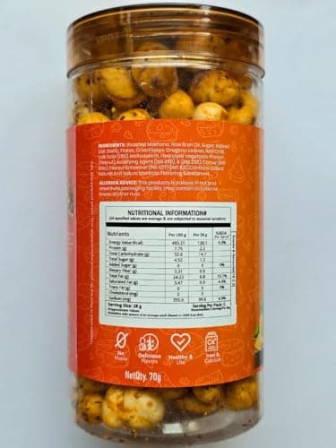 SnackNest Cheese & Herbs Makhana, Roasted Fox Nuts, Gluten Free, No Artificial Flavour, Plant Protein, 70g — image 2