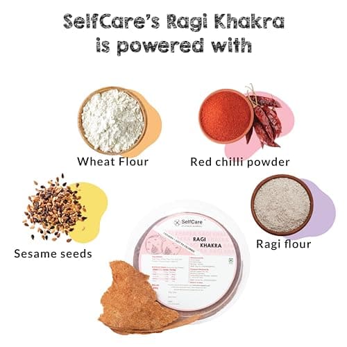 SelfCare By Suman Agarwal Ragi Khakra Pack of 1 250g | Roasted-Healthy-Snacks-Crackers-Namkeen-Grocery | Crispy & Chatpata - Tae time - Eat with Dip | Jain & Travel Friendly — image 2