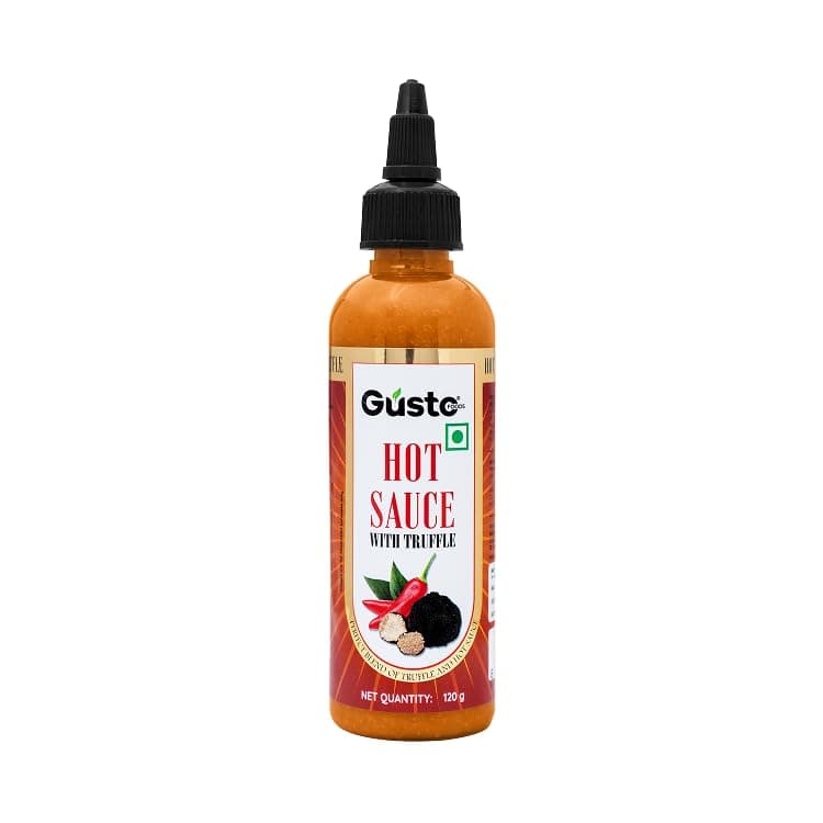 Gusto Foods Truffle Hot Sauce - 120 grams | Spicy Hot Pepper Blend Infused with Luxurious Truffle Flavor | Vegan & Gluten-Free | Elevate Your Dishes with Gourmet Flavor