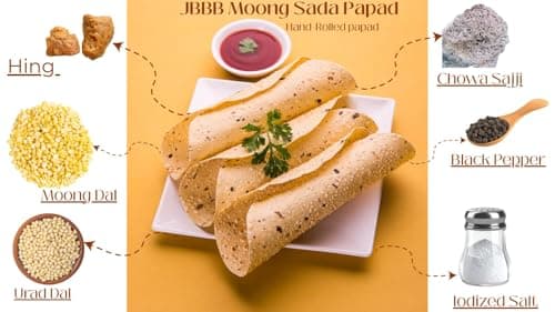 JBBB Moong Papad Plain 400g Pack | Homemade Crispy Tasty Moong Daal Papad with Traditional Indian Spices | Crispy Indian Snacks Easy Digestive Rajasthani Snack for Lunch, Dinner & Daily Eating — image 2
