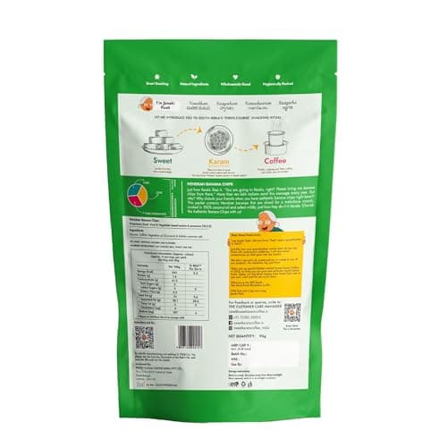 Sweet Karam Coffee Nendran Banana Chips – 95 grams | Made with 100% Coconut Oil | No Preservatives | Kerala Special Crispy, Thin Sliced Yellow Plantain Wafers | Healthy Tea Time Snack — image 4
