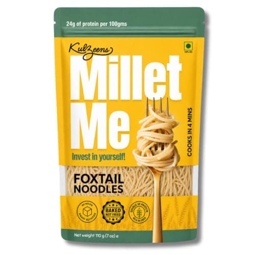 Millet Me by Kuizeens Foxtail Millet Noodles - 110G | Protein-Rich | Easy-to-Make | Fresh & Flavourfull | No MSG |No Preservatives|Vegan & Wholesome|Ready in Minutes | Jain | No Onion & Garlic