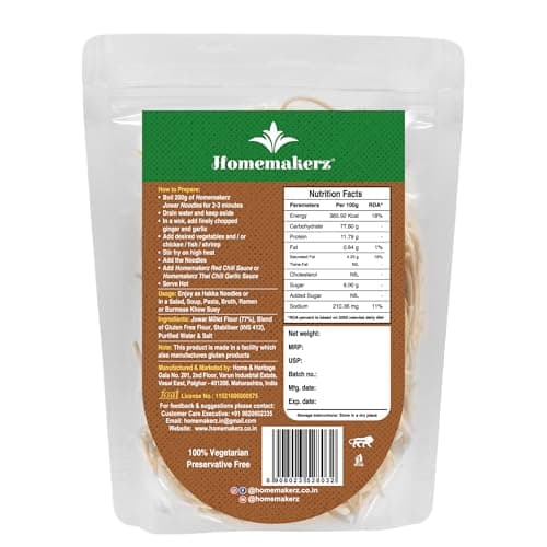 Homemakerz Multigrain & Jowar Millet Noodles, Natural, Preservative, Gluten & Fat Free, Not Fried & No Oil, Zero Maida & Wheat, Healthy & Tasty Hakka Millet Noodles (Pack of 2, 200g Each) — image 2