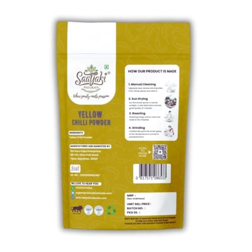 Saatyaki Naturals Organic Himalayan Yellow Chilli Powder - 100gm | Pure, Freshly Grounded Spice for Cooking, Non-GMO, Gluten-Free – Perfect for Curries, Marinades, and Seasoning — image 2