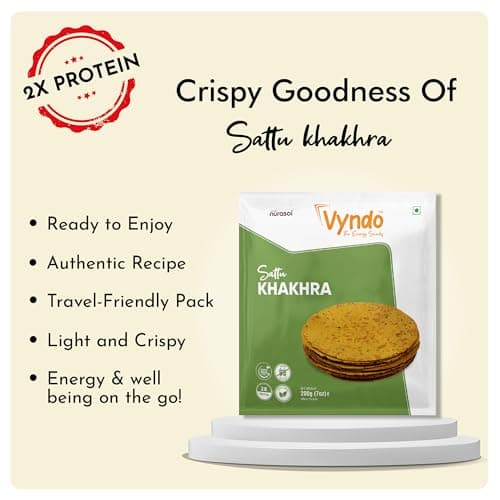 Vyndo Sattu Khakhra Pack of 2 (200g Each) | Millet-Based Gujarati Dry Snacks | High Protein & Fiber | Gluten-Free, No Palm Oil | Healthy Protein-Rich Snack for Kids & Adults. — image 5