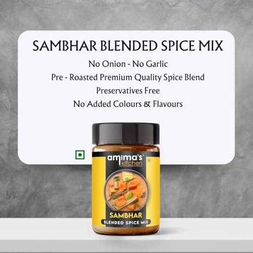 Amima's Kitchen Sambhar Jain Spice Mix (No Onion No Garlic) – 100 Grams | Blended Spice Mix | For Healthy and Delicious Cooking | No Synthetic Flavour & Color | Ready Masala Powder — image 4