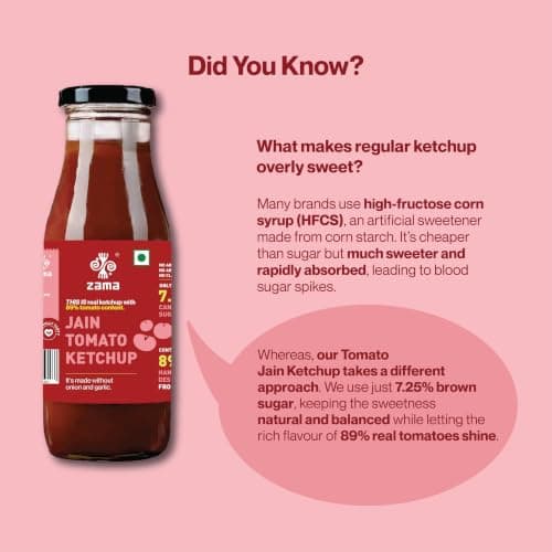Zama Organic Jain Tomato Ketchup 300g Glass Bottle | Tomato Sauce | Ingredients | Tomatoes | Tangy and Raw Flavour | Traditionally Produced | — image 5