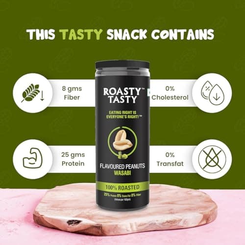 Roasty Tasty Wasabi Flavour Roasted Peanuts|Healthy Snacks|Rich In Protein & Fibre|Roasted, Not Fried Snacks|Healthy Food|Namkeen Peanuts|Crunchy Masala Peanuts|Pack Of 2 (150G Each) — image 4