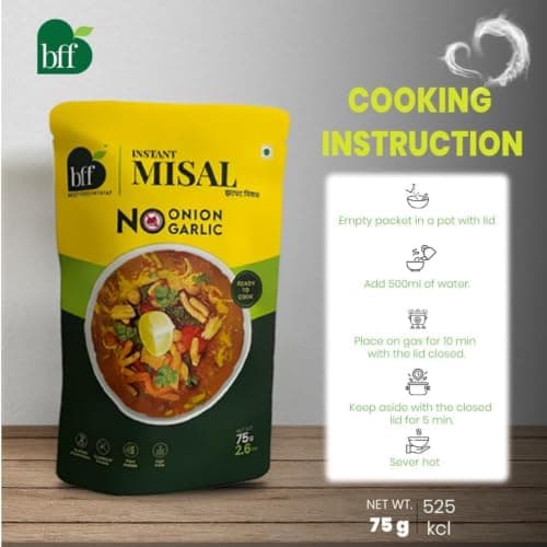 BFF Instant Misal - No Onion, No Garlic| Pack of 6 (75g Each) | Spiced Maharashtra-Style Meal | Just Add Water & Heat | Ready in Minutes | Suitable for Breakfast, Lunch, or Snack — image 4