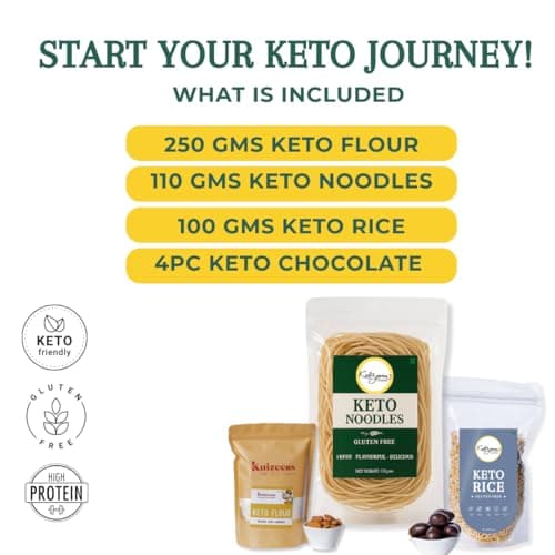 Millet Me by Kuizeens Keto Hamper - 450g | Keto Flour 250g/Noodles 110g/Rice 100g/4 Pcs Chocolate |Extremely Low Carb Atta|Zero Added Sugar Keto Sweets|Jain | No Onion & Garlic — image 3