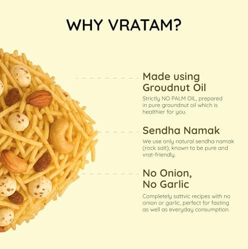 Vratam Falhari Trail Mix | Healthy Homemade Namkeen for Diet | No Onion No Garlic No Palm Oil | Guilt Free Snacks made in Groundnut Oil | Sweet and Salty Mixture for Home | 190G (pack of 1) — image 6
