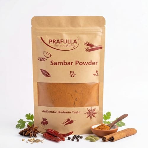 PRAFULLA Sambar Powder, 100g | Premium Quality Traditional Recipe | Authentic Indian Taste | 100% Pure & Vegetarian | No Artificial Colors or Preservatives | Ideal for Daily Home Cooking