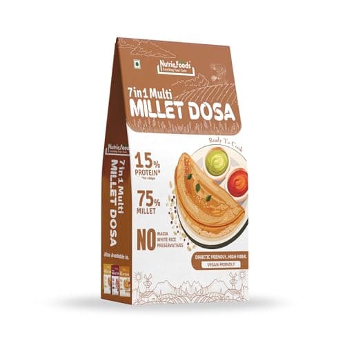 Nutriefoods Instant Millet Dosa Premix, 0% Maida, 0% Besan, Made with Millets, Kid Friendly, High in Protein (7 in 1 Millet Dosa, 400, gram)