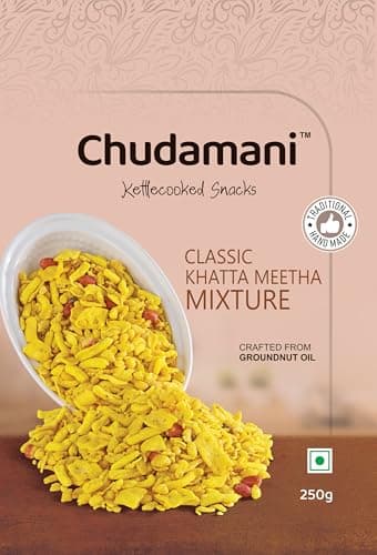 Chudamani Classic Khatta Meetha Mixture, Traditional Handmade Cooked Snacks, Crunchy Snack Mix with Puffed Rice, Sev & Spices -250gm — image 7