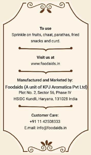 Foodaids Kala Chat Jain Masala 100 gm | Sprinkle on fruit & salads. Delhi da taste. No onion No garlic. — image 6