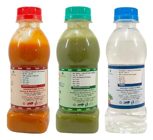 Fruvanta Jain Sauce Without Onion/garlic/Potato, Green Chilli Sauce (200gm), Red Chilli Sauce (200gm) and vinegar (200gm) (Pack of 3) — image 3