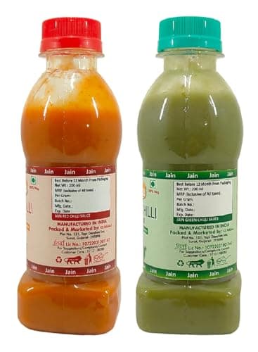 Fruvanta Jain Combo Without Onion/garlic/Potato, green Chilli Sauce (200gm), Red Chilli Sauce (200gm) and vinegar (200gm) (Pack of 3) — image 3