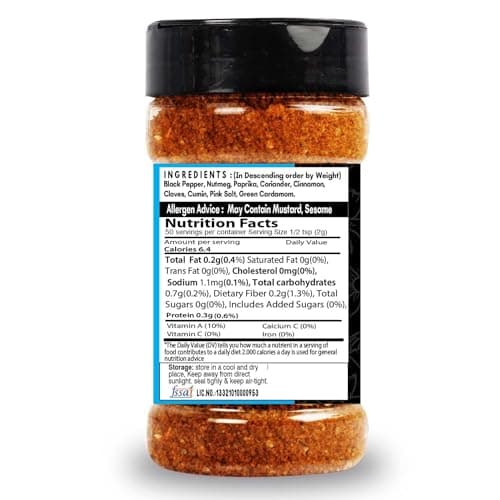 SARANZ Baharat Spice Mix | Used in Vegetable Curry, Chicken Curry, Fish Soup | Aromatic and Flavoured Vegan | Peppery, Sweet-Spiced Dairy Free and Gluten Free -100 Grams Sprinkler Jar — image 2
