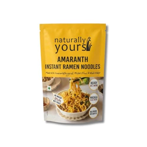 Naturally Yours Amaranth Instant Ramen Noodles | Amaranth, Millet & Whole Wheat | High Protein | No Maida, No MSG, Not Fried | No Onion No Garlic, Jain Friendly | Ready in 2 Minutes | 175g Pack