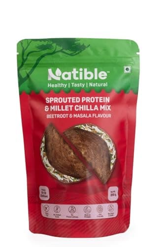 Natible Sprouted Protein & Millet Chilla Dosa Mix (Spinach Masala) Instant Breakfast Meal I Gluten Free I High Protein I No Onion No Garlic I Suitable for Kids & Adults I Travel Friendly 200g — image 8