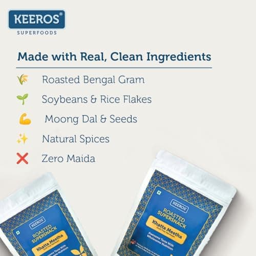 Keeros Roasted Khatta Meetha Namkeen | Diabetic-Friendly, Guilt-Free Snack | High-Fibre, Zero Cholesterol & Trans Fat |200g — image 4