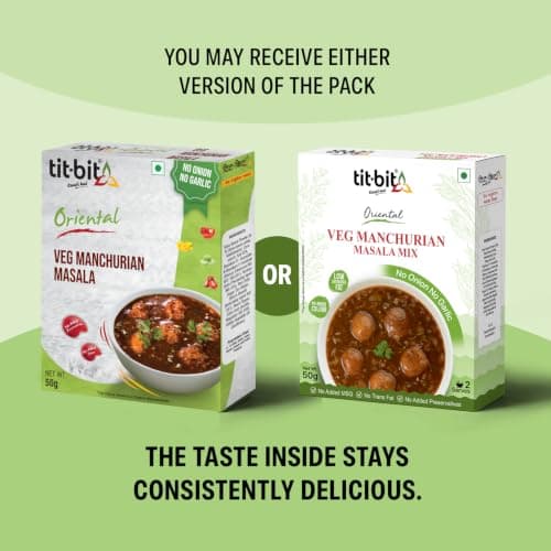 Tit-Bit Oriental - No Onion No Garlic Veg Manchurian Masala, Schezwan Fried Rice Masala, Tomato, Sweet Corn & Manchow Soup - Quick & Easy to Make - Pack of 5 (250g) — image 6
