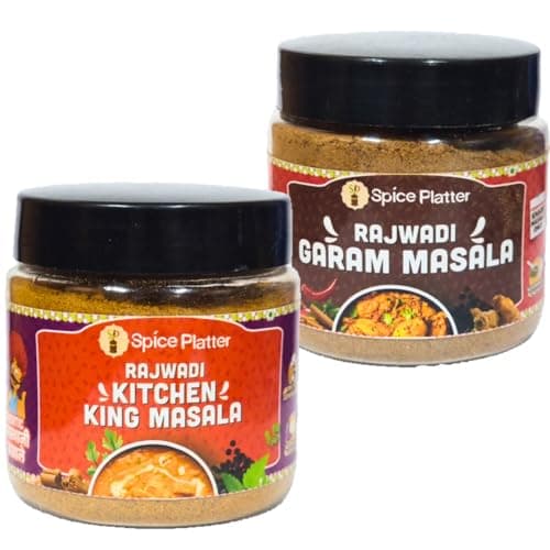 Spice Platter Rajwadi Garam Masala & Kitchen King Masala Combo | Authentic Rajasthani Spices | No Coriander, No Salt, No Onion, No Garlic | Pure Khade Masale | 100% Natural | 100g Each