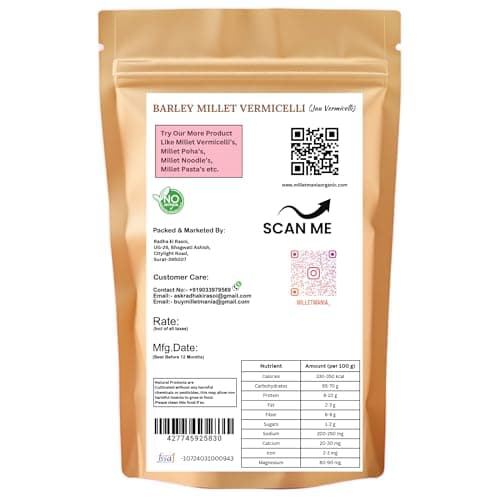 Barley Vermicelli | 210g Pack | High Fiber Diabetic-Friendly Semiya | Healthy Vermicelli for Upma, Kheer & Soups | Weight Management Food | No Maida | Quick Cook Meal | Preservative-Free | Ideal for Kids, Adults & Elderly (Pack of 1) — image 2