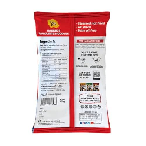 Yu Foodlabs - Veg Hakka Preservative Free Noodles - Extra Long & Extra Soft - Not Fried & No Palm Oil - Zero Preservatives & 100% Natural - Just Boil - Ready In 5 Mins - Serves 6-300gram - (Pack Of 2) — image 2