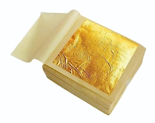 24k Pure Edible Gold Vark Golden Leaf 50MMx50MM Gold Foils 25 Sheets for Cake Sweets ayurvedic Medicine face Treatment Anti Aging spa (30)
